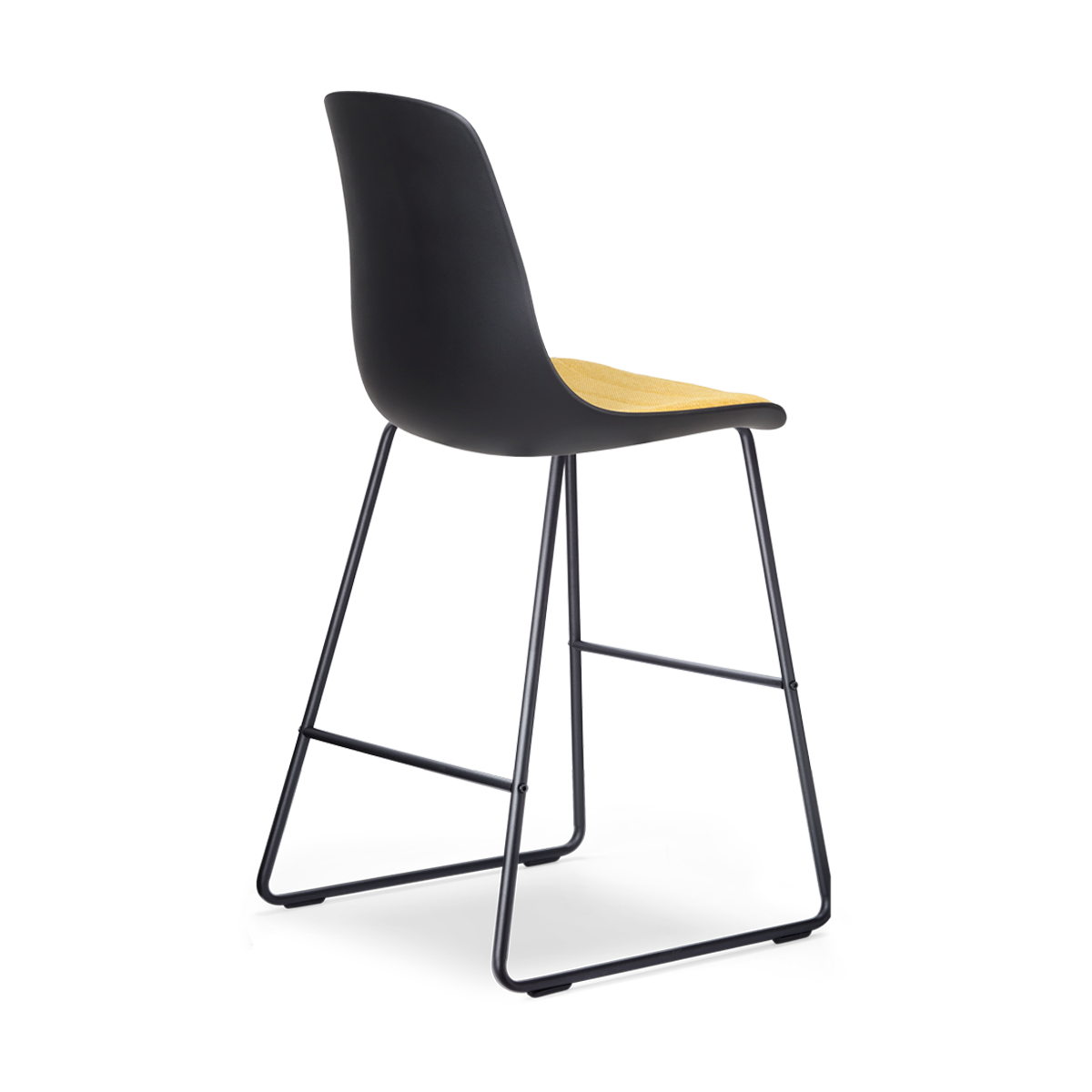 Nino-Liv barkruk zwart met okergeel zitkussen - zwart onderstel - 65 cm
