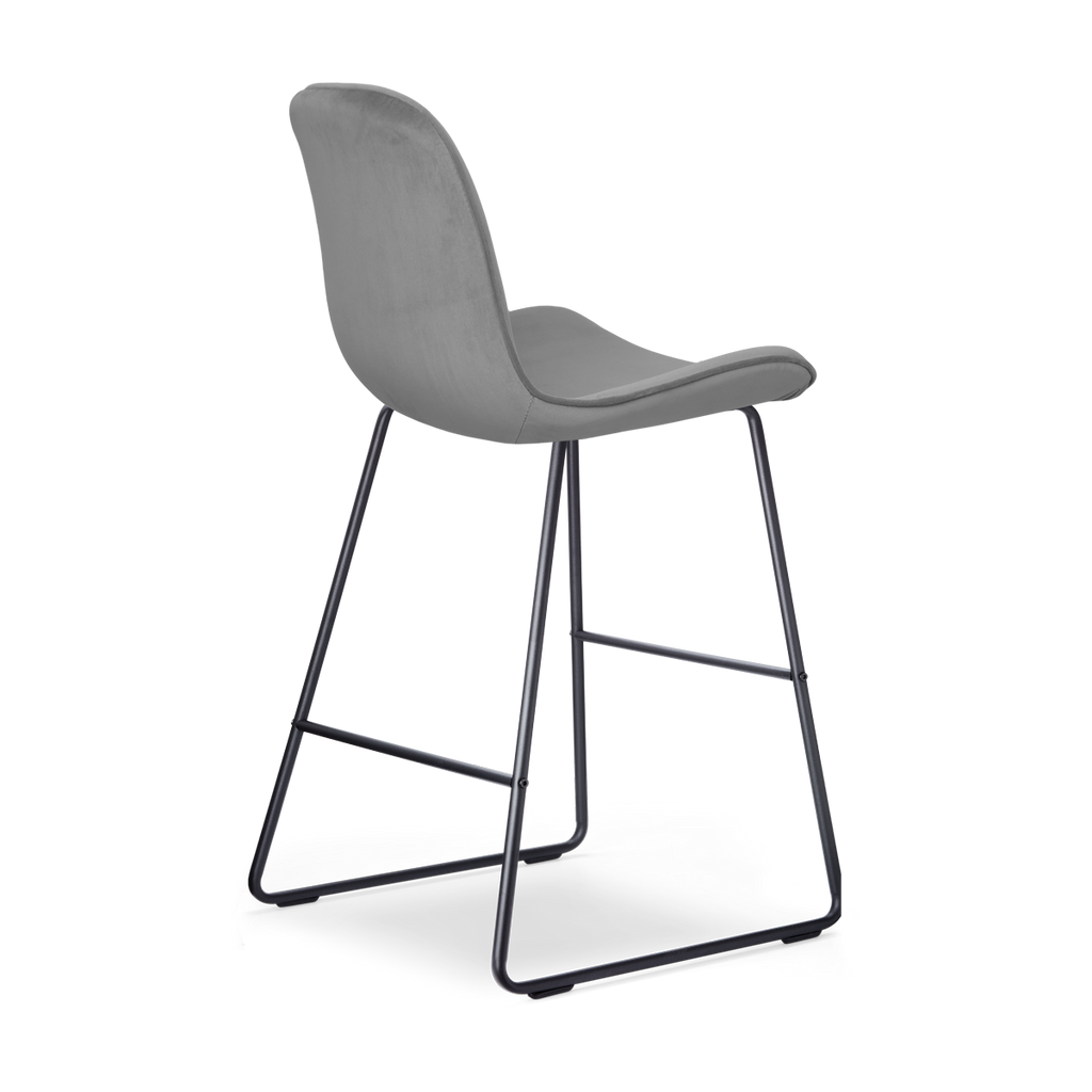 Nino-Fé barkruk velvet grijs - zwart onderstel - 65 cm