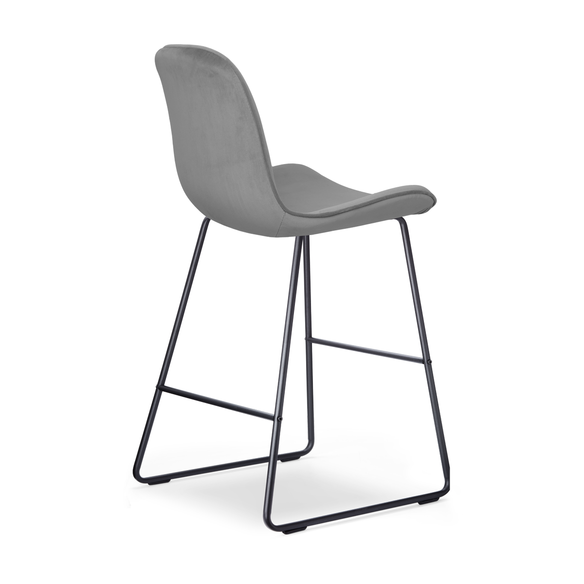 Nino-Fé barkruk velvet grijs - zwart onderstel - 65 cm