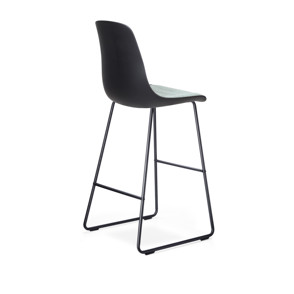 Nino-Liv barkruk zwart met zacht groen zitkussen - zwart onderstel - 75 cm