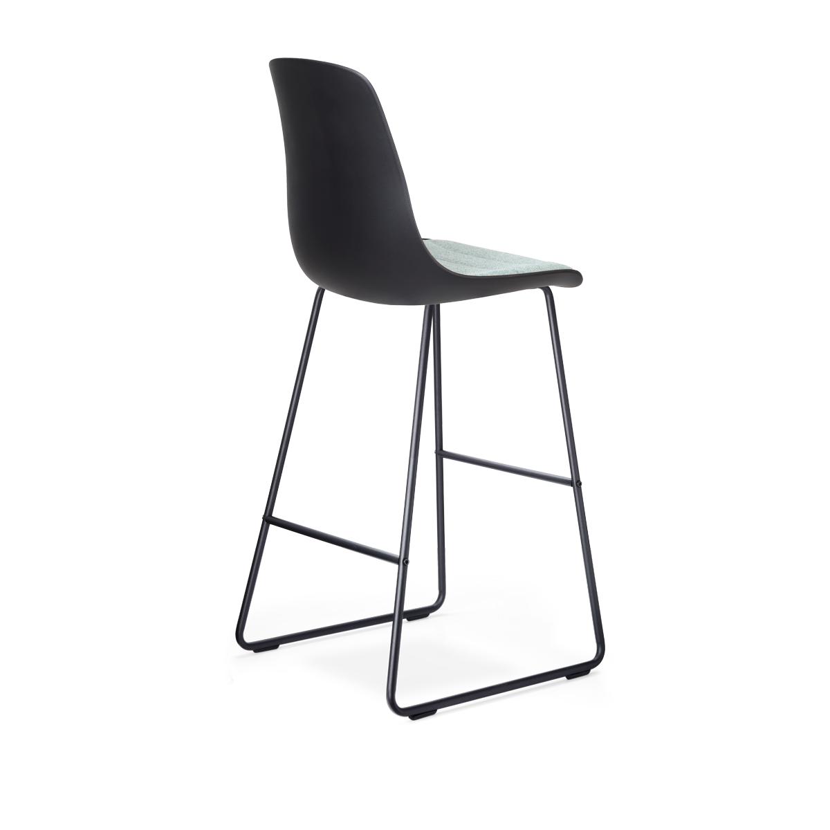 Nino-Liv barkruk zwart met zacht groen zitkussen - zwart onderstel - 75 cm