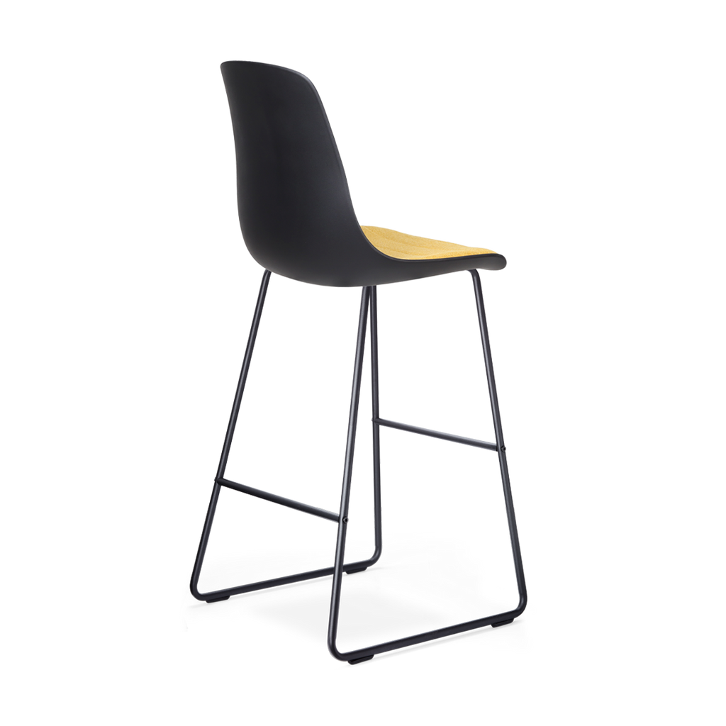 Nino-Liv barkruk zwart met okergeel zitkussen - zwart onderstel - 75 cm