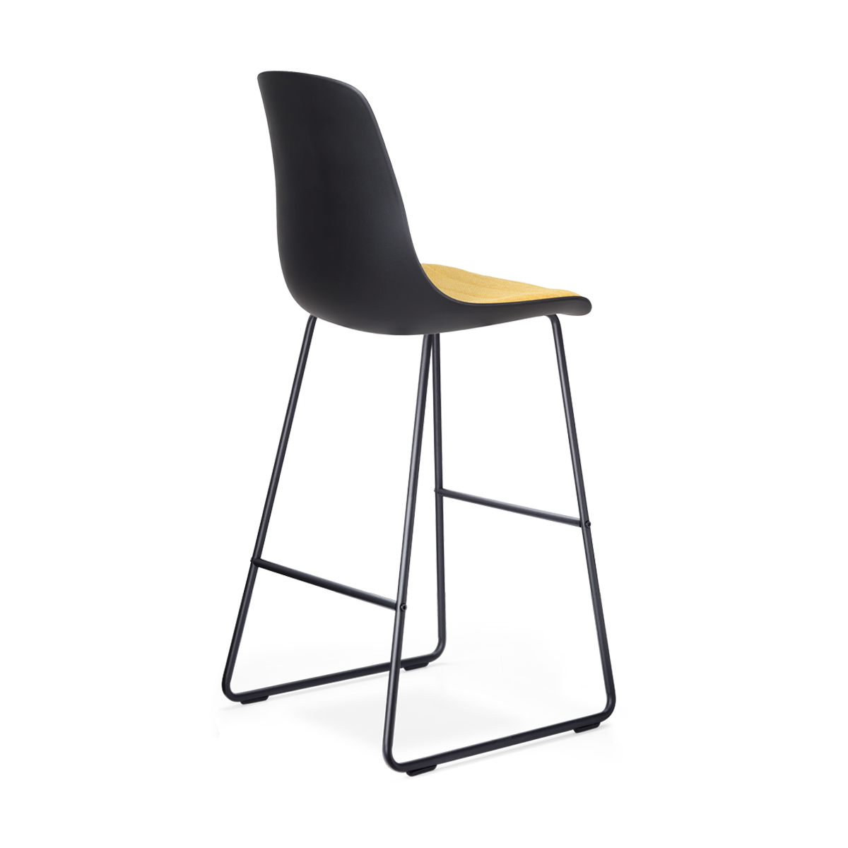 Nino-Liv barkruk zwart met okergeel zitkussen - zwart onderstel - 75 cm