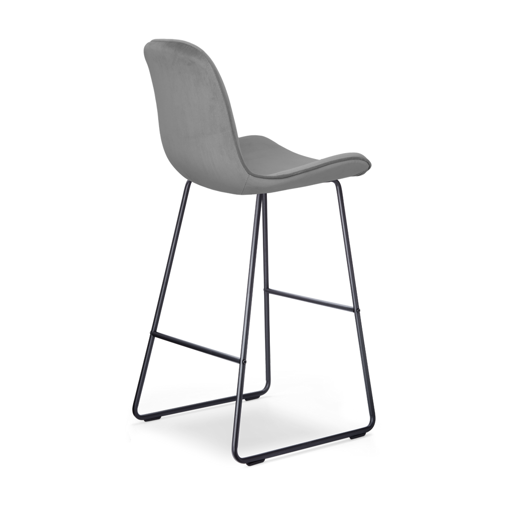 Nino-Fé barkruk velvet grijs - zwart onderstel - 75 cm