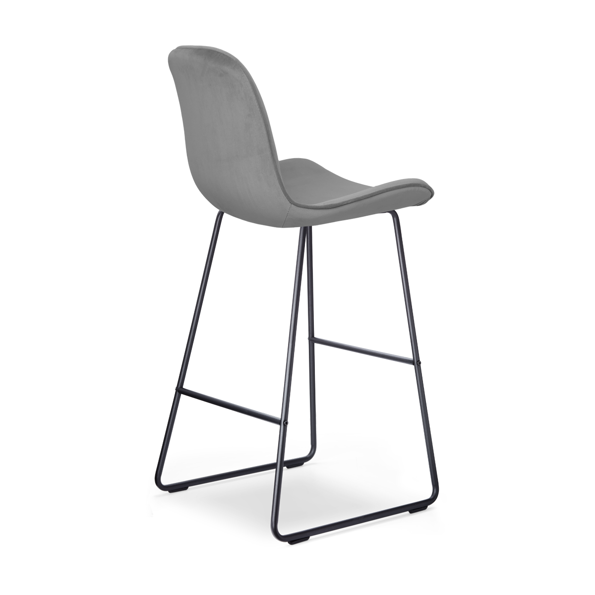 Nino-Fé barkruk velvet grijs - zwart onderstel - 75 cm