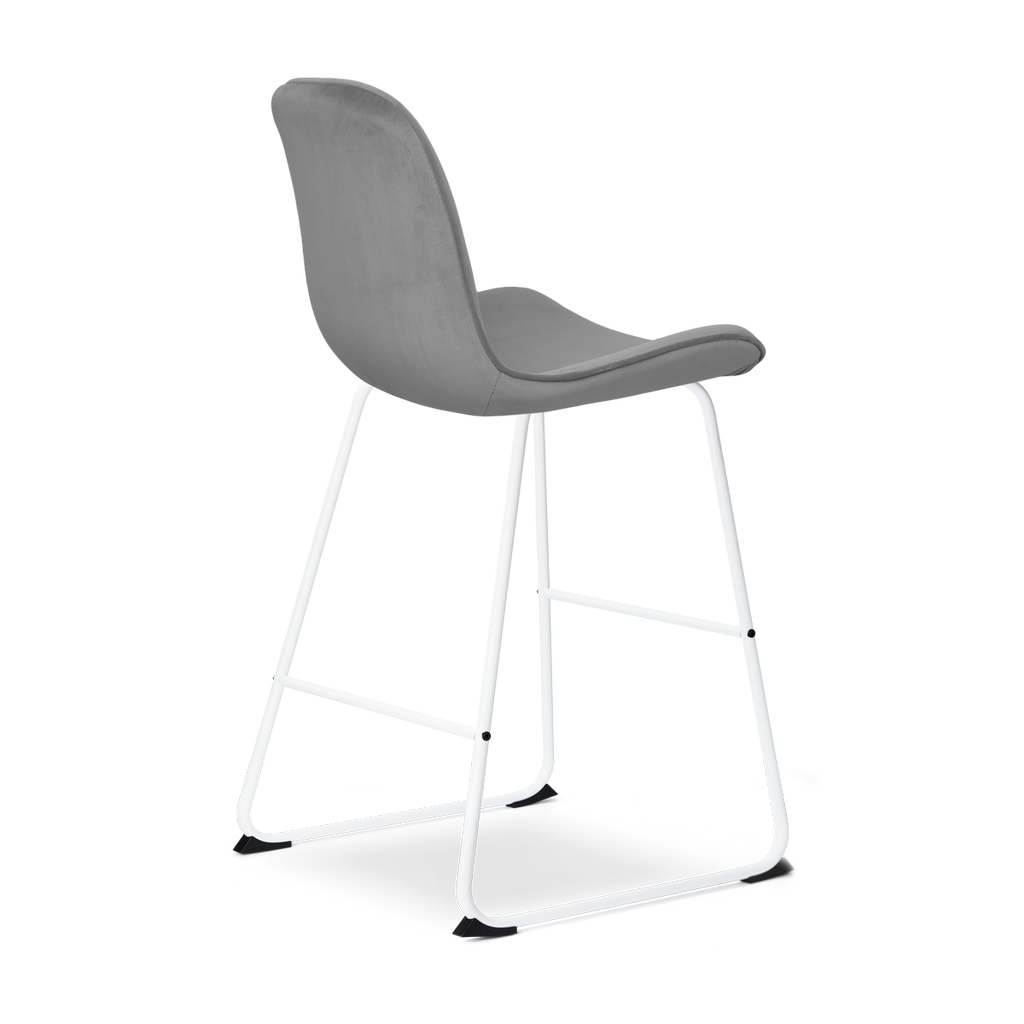 Nino-Fé barkruk velvet grijs - wit onderstel - 65 cm