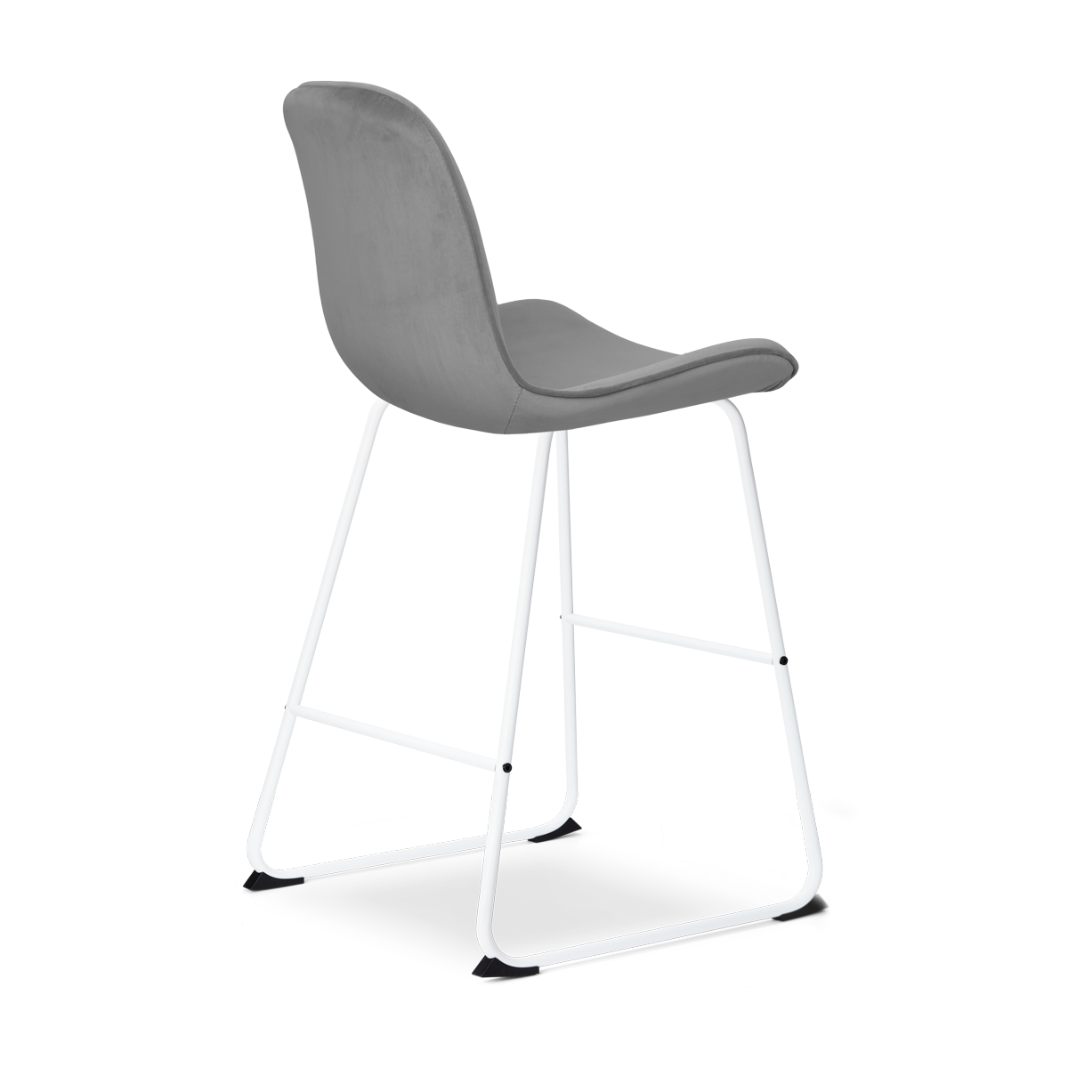 Nino-Fé barkruk velvet grijs - wit onderstel - 65 cm