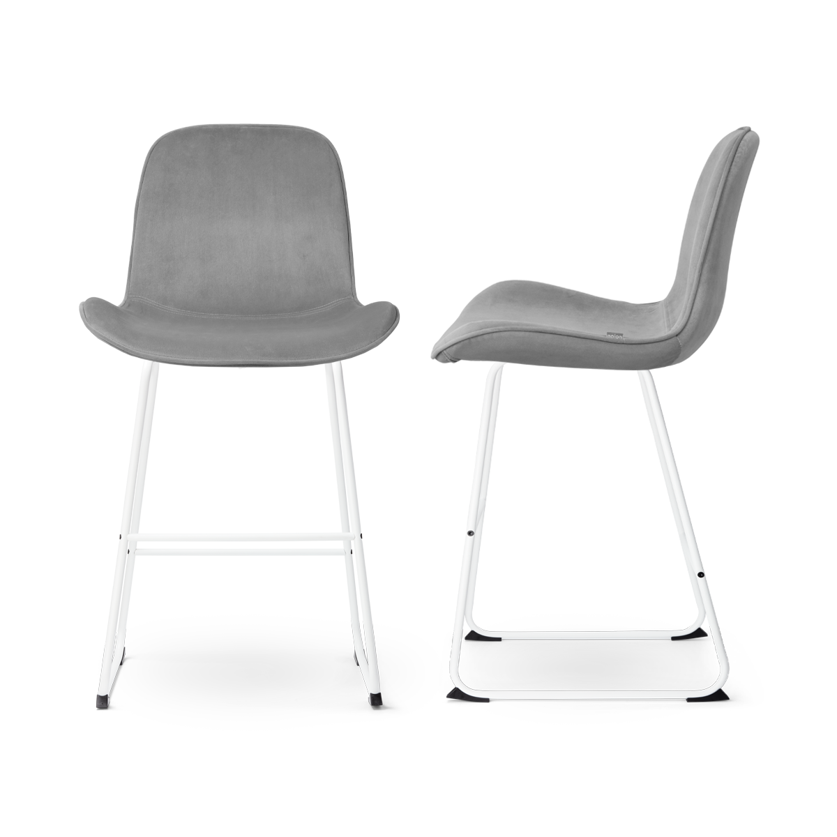 Nino-Fé barkruk velvet grijs - wit onderstel - 65 cm