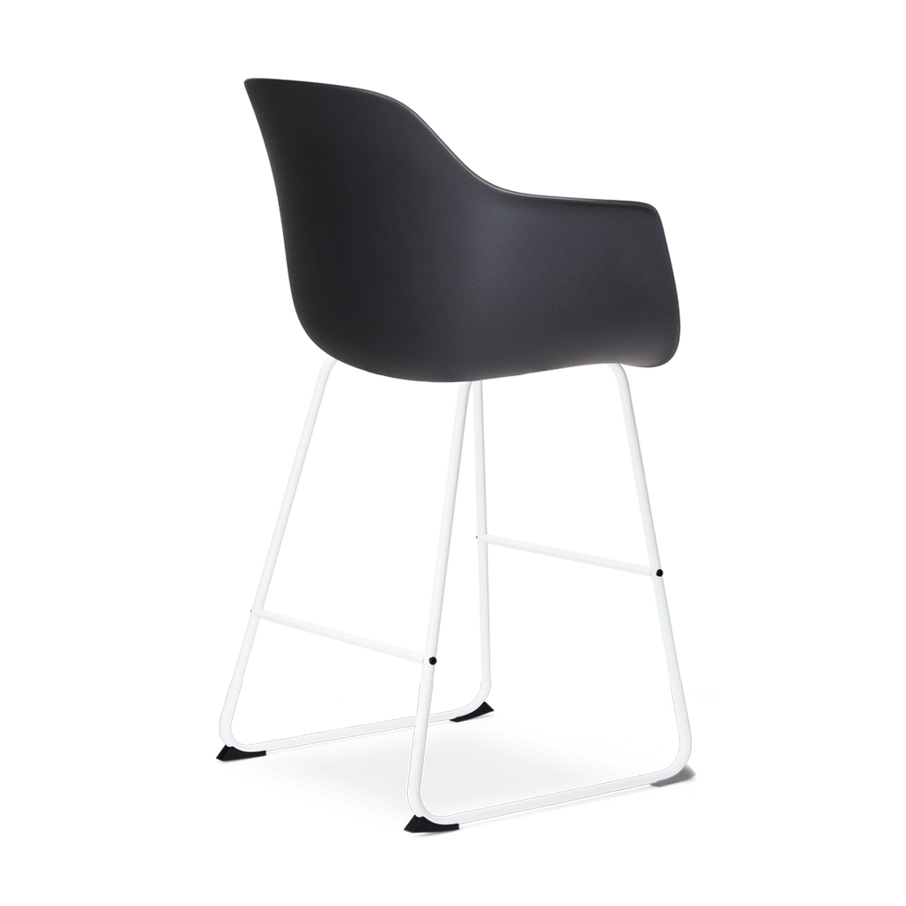 Nino-Liz barkruk zwart met beige zitkussen - wit onderstel - 65 cm
