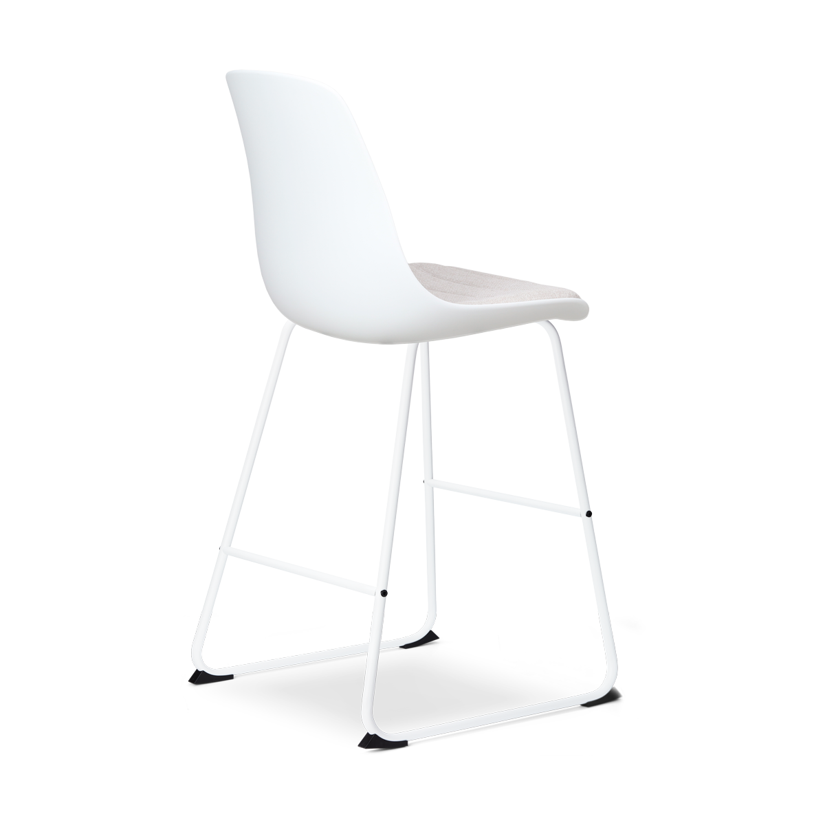Nino-Liv barkruk wit met beige zitkussen - wit onderstel - 65 cm