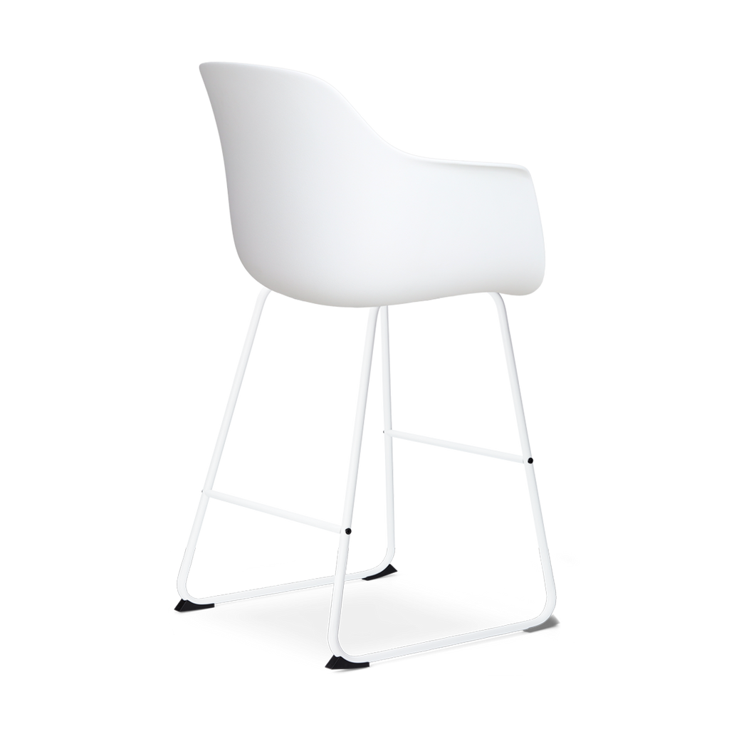 Nino-Liz barkruk wit met beige zitkussen - wit onderstel - 65 cm