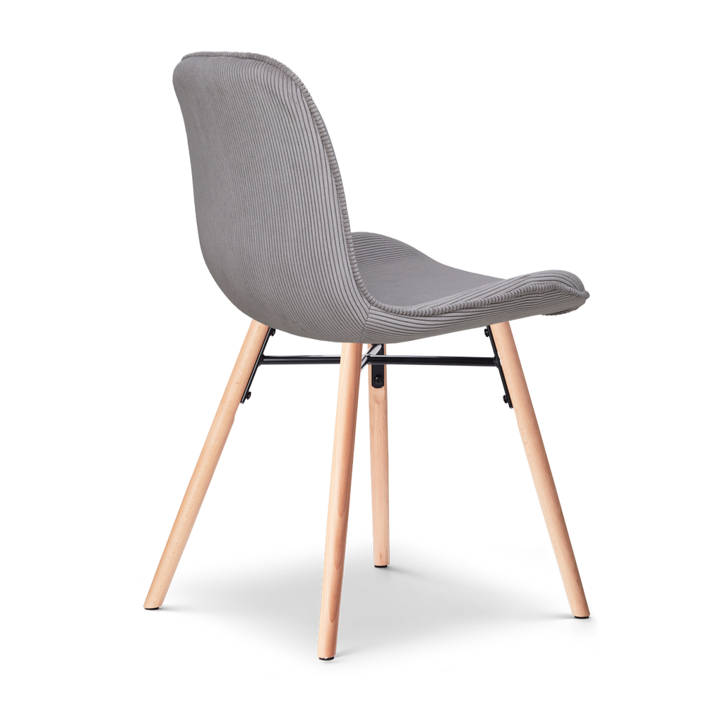 Nena-Fé eetkamerstoel rib warm grijs - houten onderstel