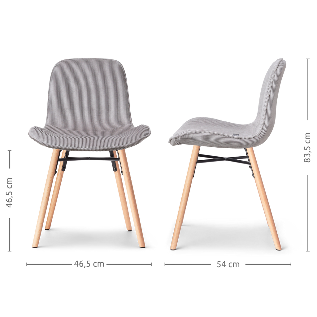 Nena-Fé eetkamerstoel rib warm grijs - houten onderstel