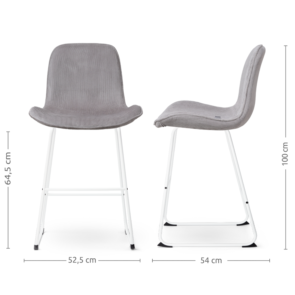 Nino-Fé barkruk rib warm grijs - wit onderstel - 65 cm