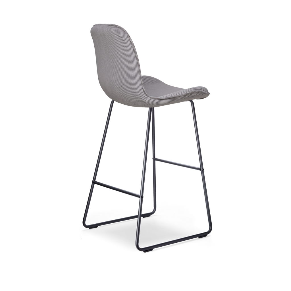 Nino-Fé barkruk rib warm grijs - zwart onderstel - 75 cm
