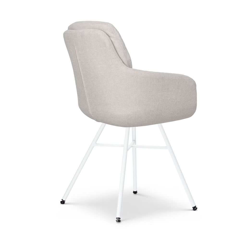 Noa-Mia eetkamerstoel beige - wit onderstel