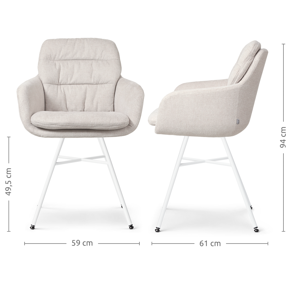 Noa-Mia eetkamerstoel beige - wit onderstel
