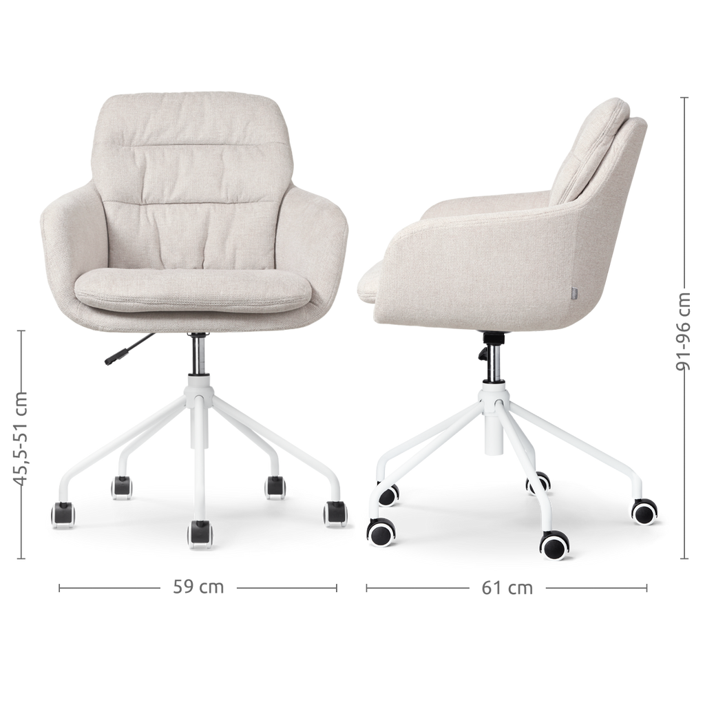 Nout-Mia bureaustoel beige - wit onderstel