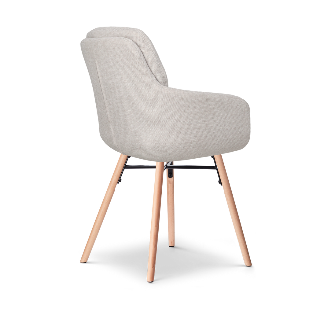 Nena-Mia eetkamerstoel beige - houten onderstel