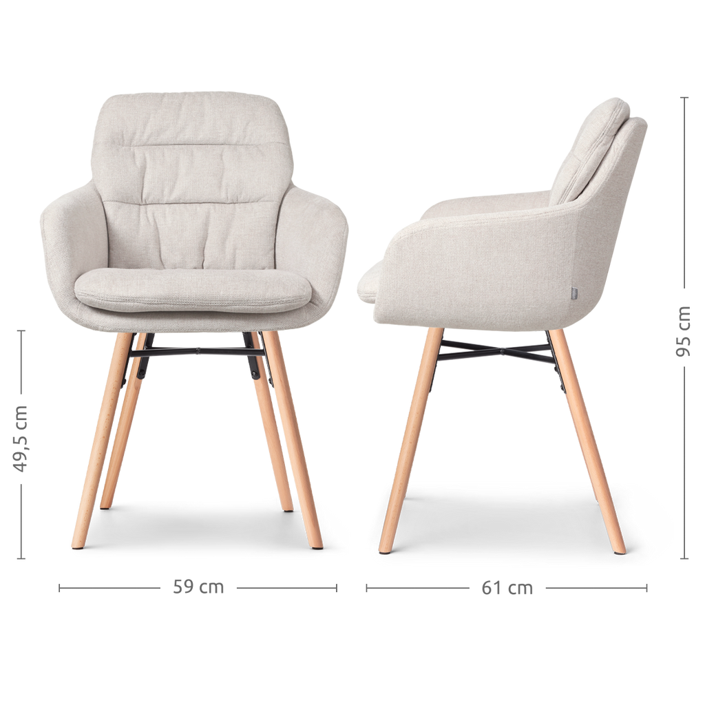 Nena-Mia eetkamerstoel beige - houten onderstel