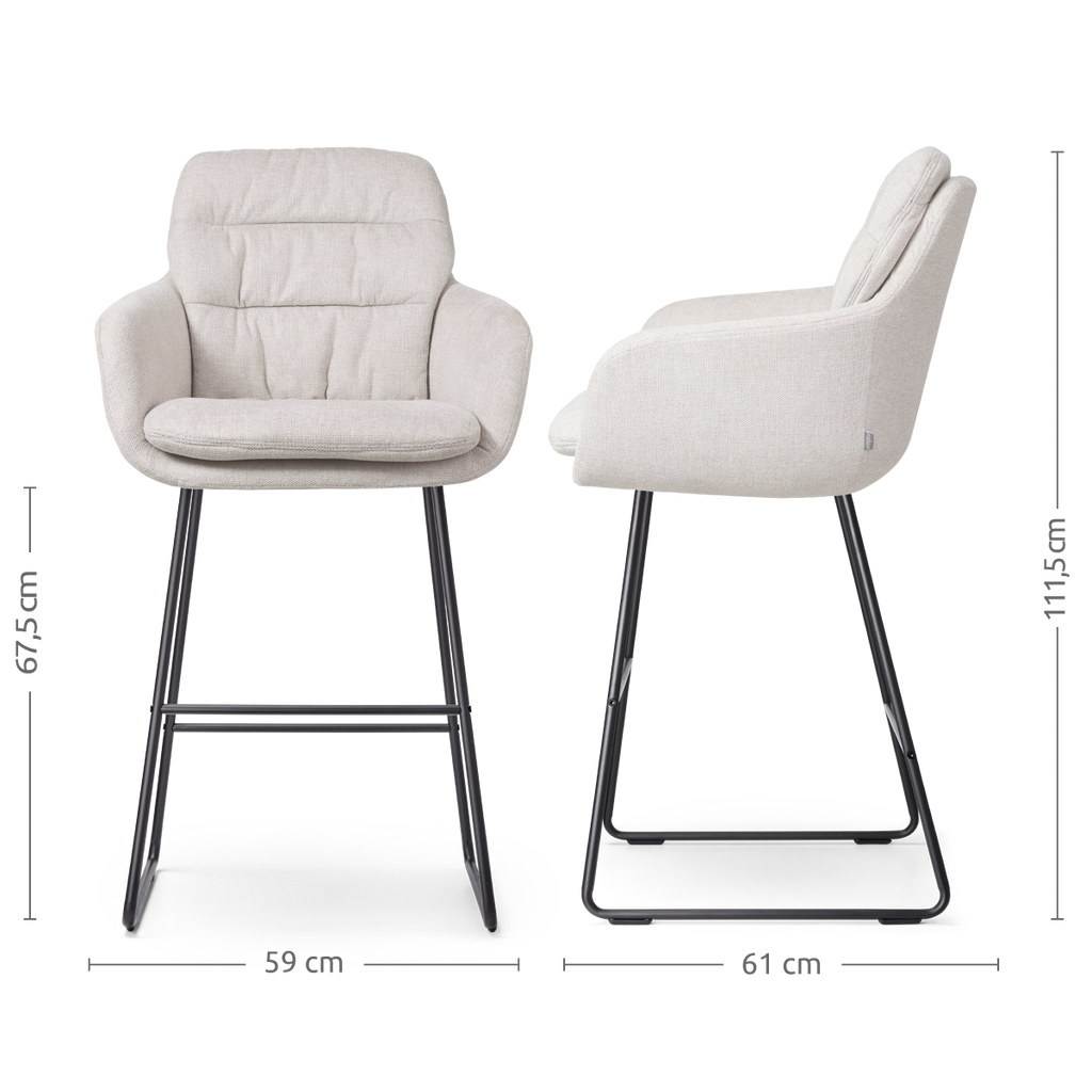 Nino-Mia barkruk beige - zwart onderstel - 65 cm