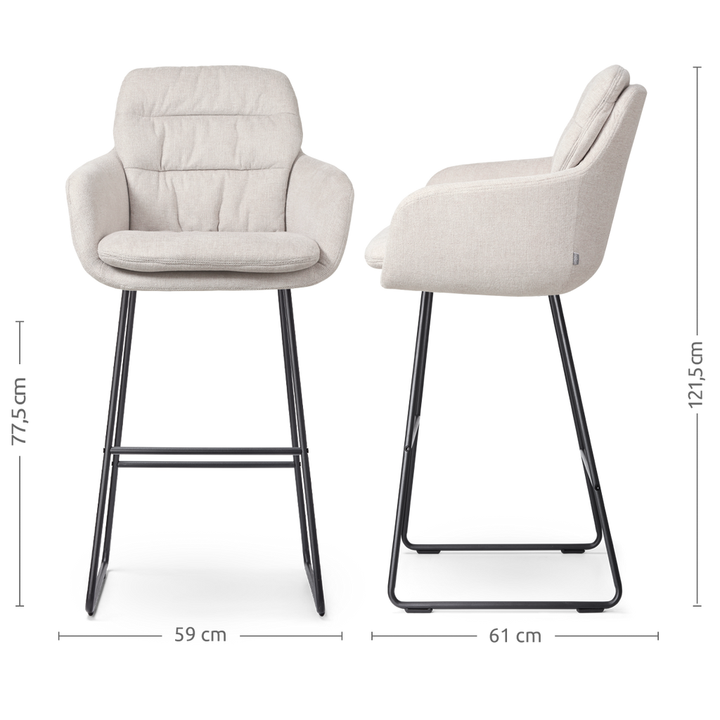 Nino-Mia barkruk beige - zwart onderstel - 75 cm