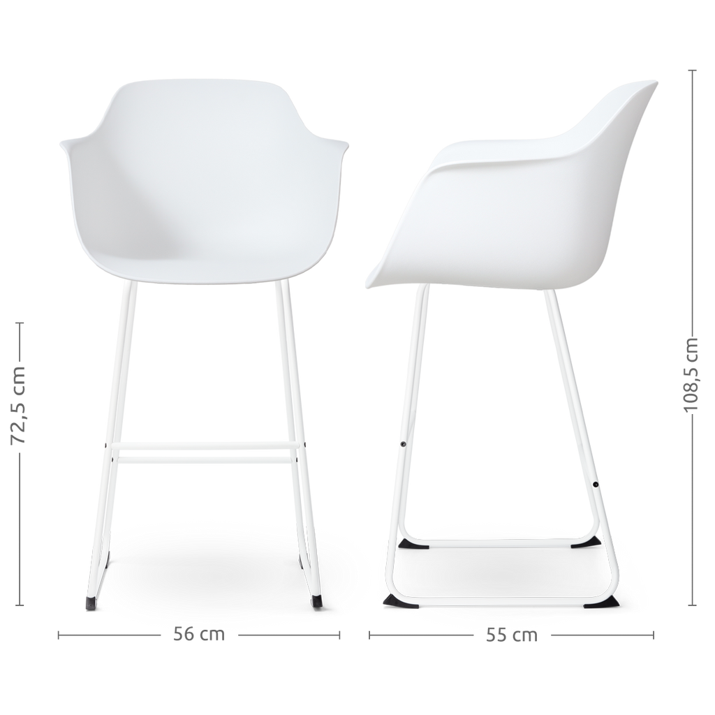Nino-Puk barkruk wit - wit onderstel - 75 cm