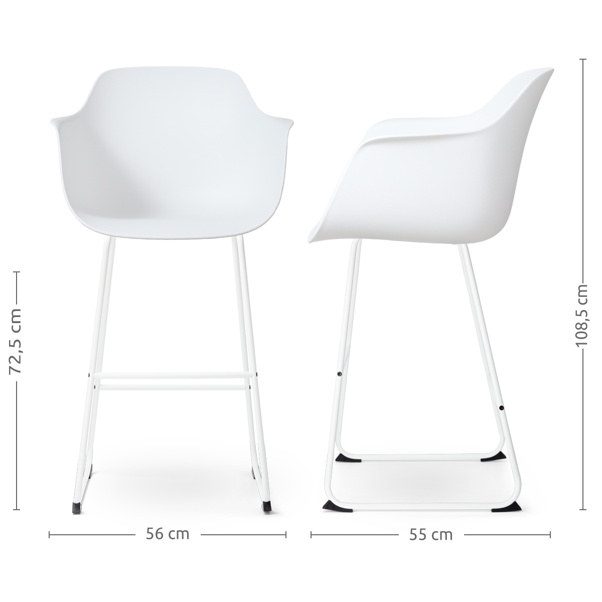 Nino-Puk barkruk wit - wit onderstel - 75 cm