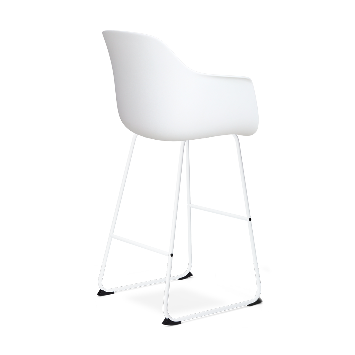 Nino-Liz barkruk wit en beige zitkussen - wit onderstel - 75 cm