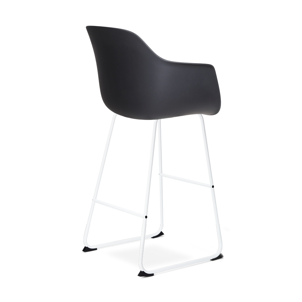 Nino-Liz barkruk zwart en beige zitkussen - wit onderstel - 75 cm