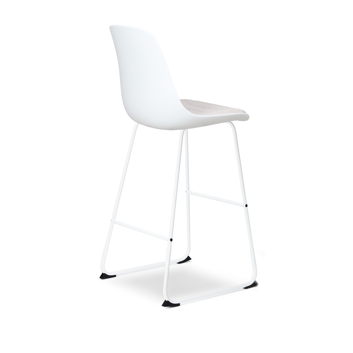 Nino-Liv barkruk wit en beige zitkussen - wit onderstel - 75 cm