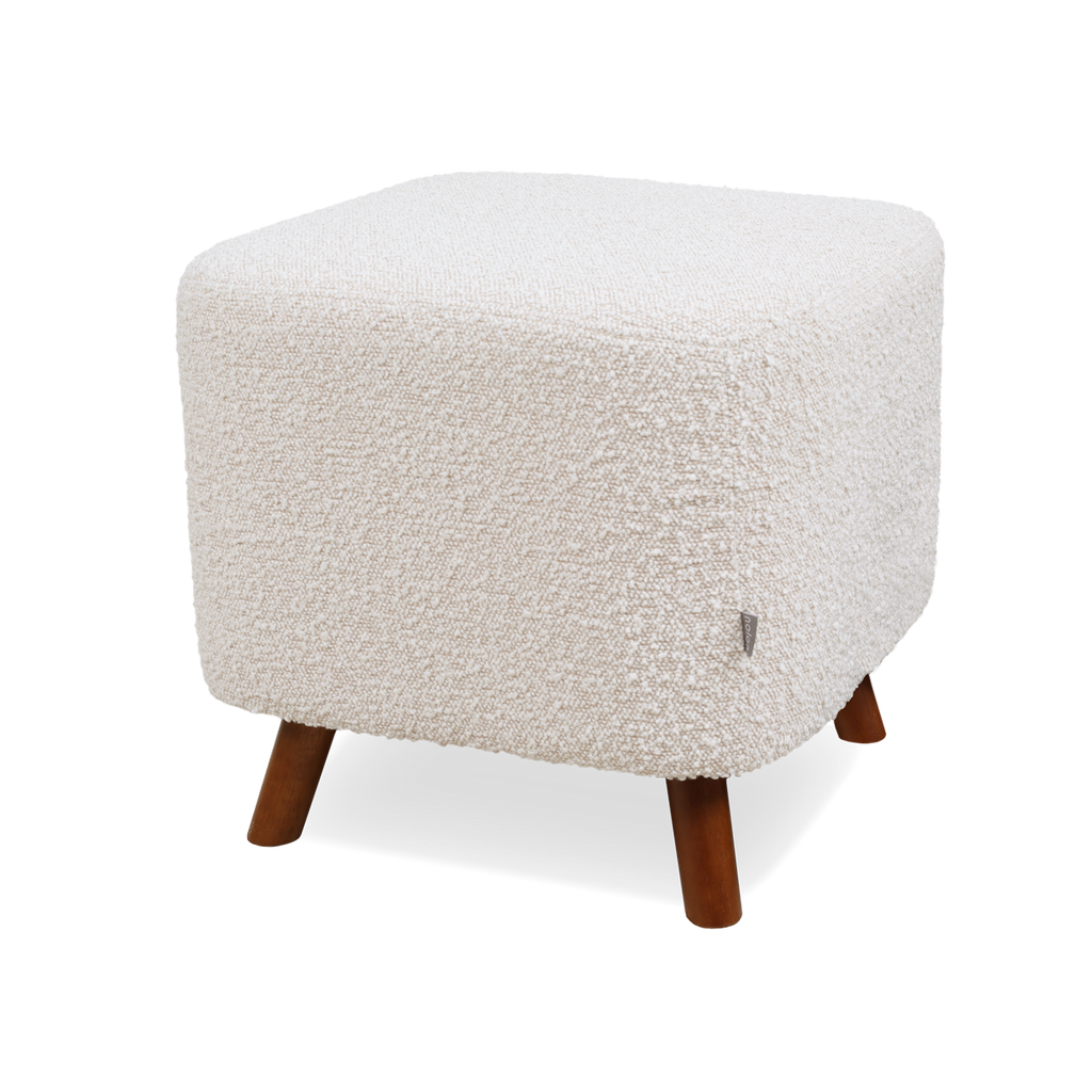 Julia poef bouclé beige - 44 x 44 cm