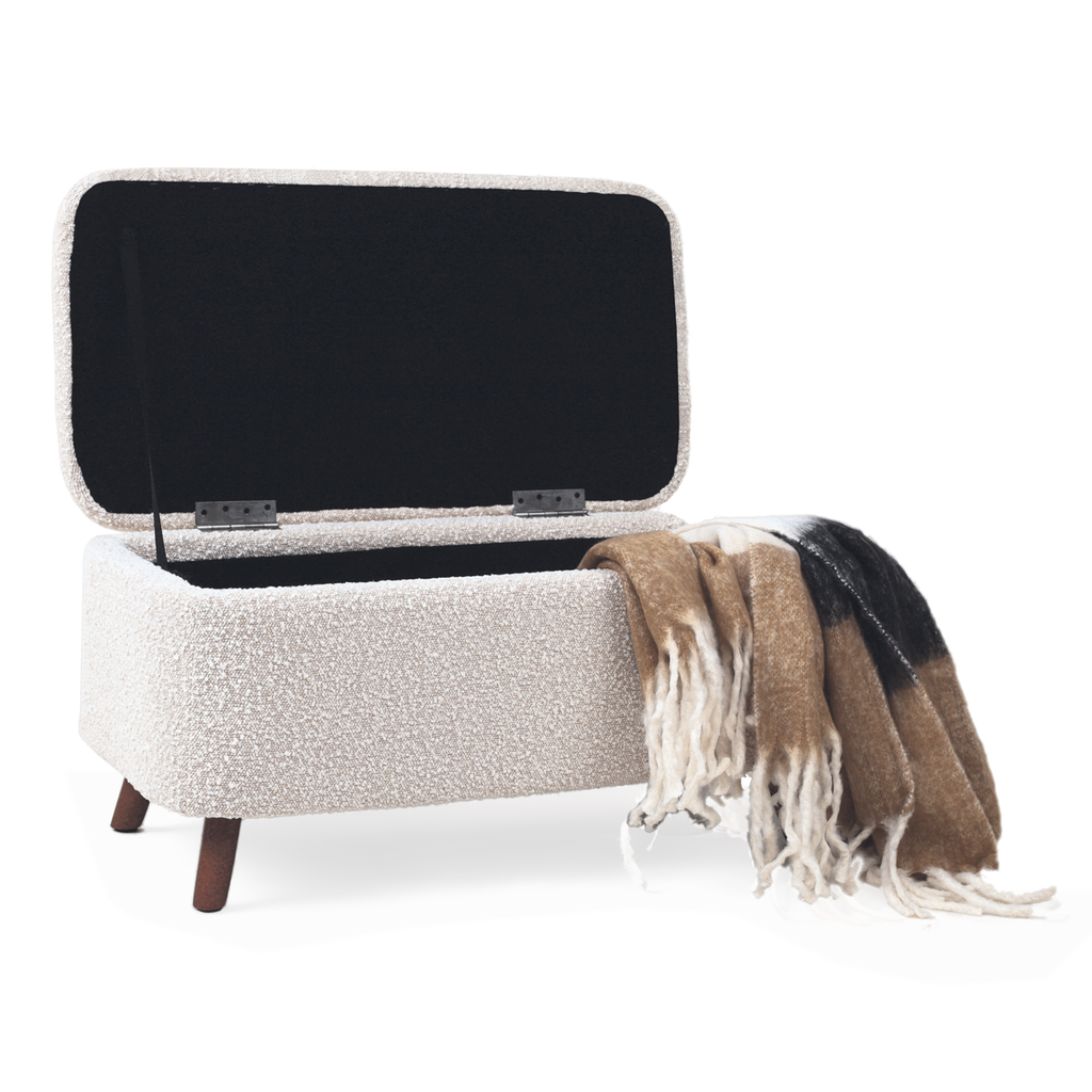 Julia bankje met opbergruimte bouclé beige - 83 x 41 cm