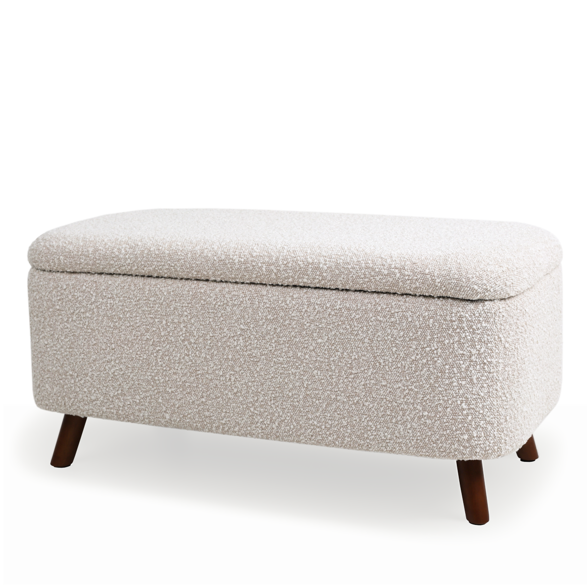Julia bankje met opbergruimte bouclé beige - 83 x 41 cm