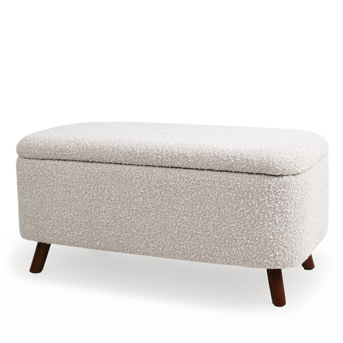 Julia bankje met opbergruimte bouclé beige - 83 x 41 cm