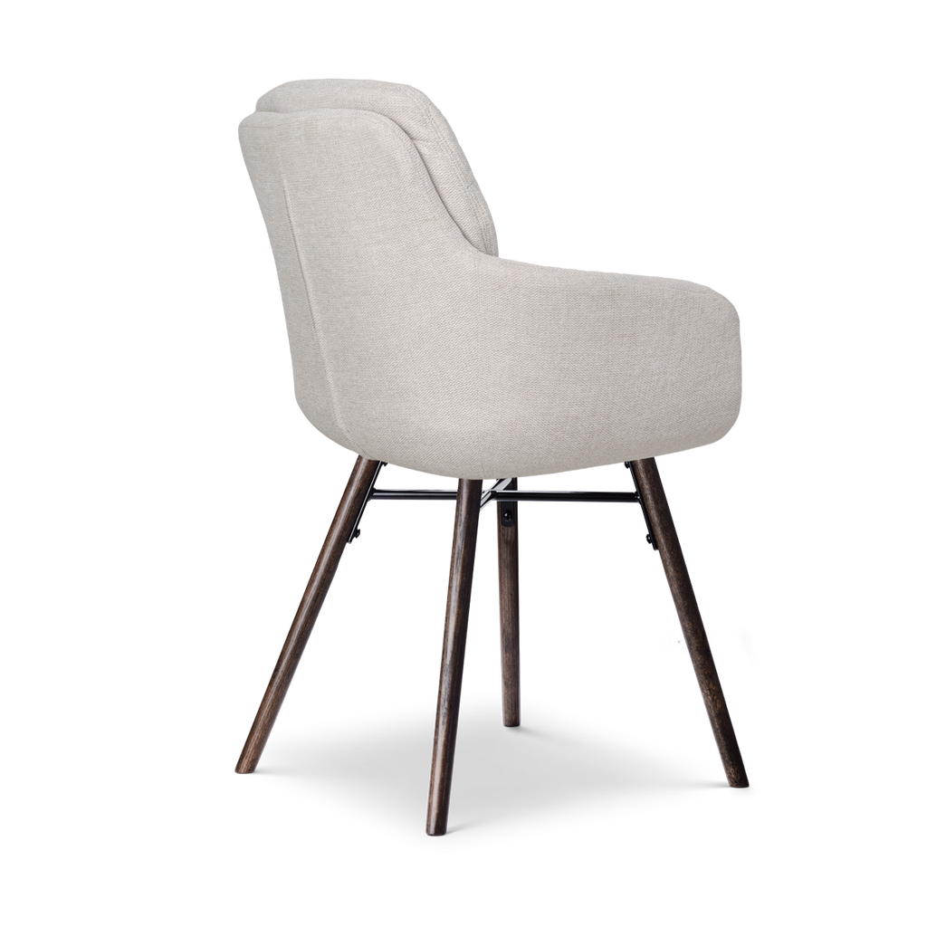 Nena-Mia eetkamerstoel beige - walnoot houten onderstel
