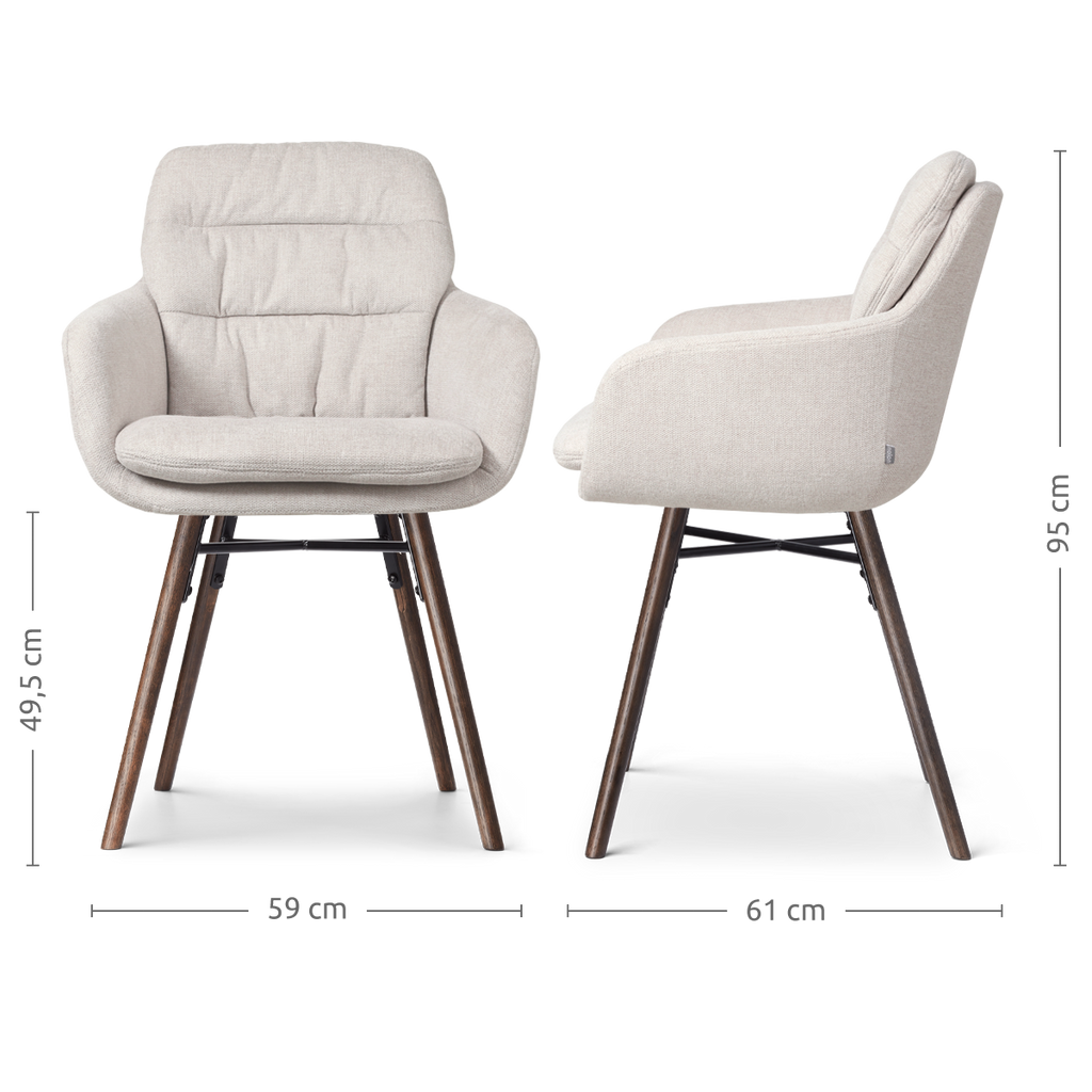 Nena-Mia eetkamerstoel beige - walnoot houten onderstel