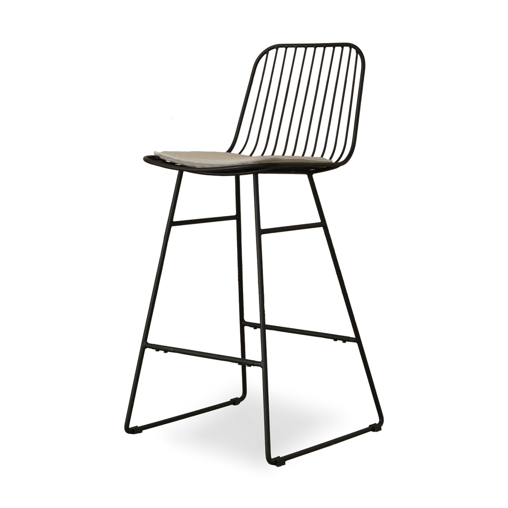 Pelle metalen barkruk zwart - met zitkussen - 65 cm