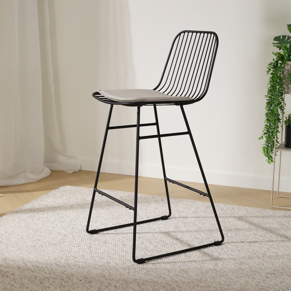 Pelle metalen barkruk zwart - met zitkussen - 65 cm