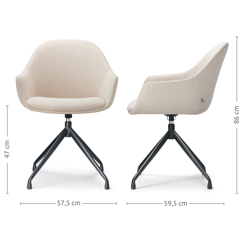 Nola-Mae draaibare eetkamerstoel beige - zwart onderstel