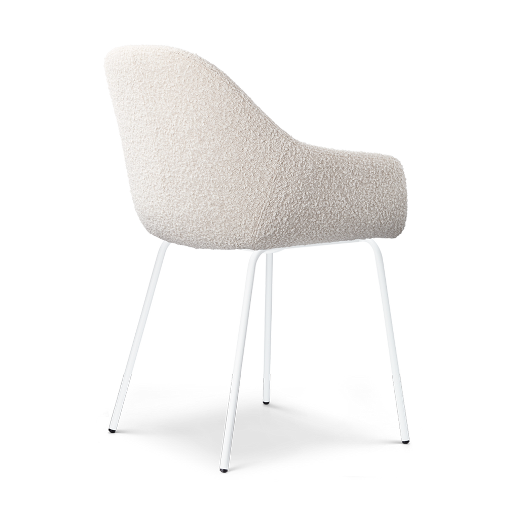 Nora-Mae eetkamerstoel bouclé beige - wit onderstel