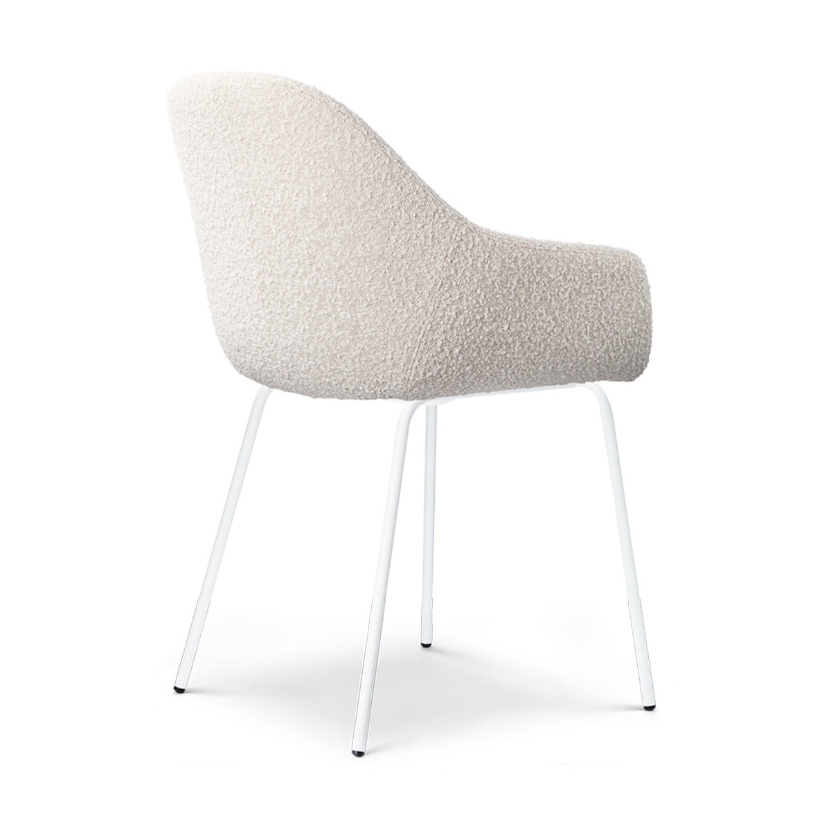 Nora-Mae eetkamerstoel bouclé beige - wit onderstel