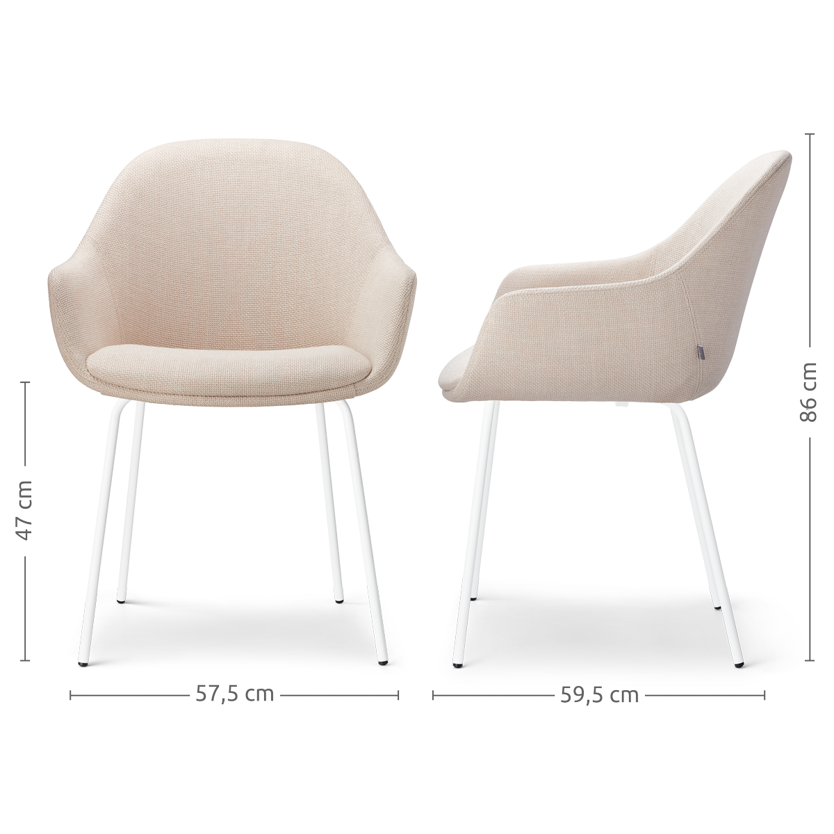 Nora-Mae eetkamerstoel beige - wit onderstel