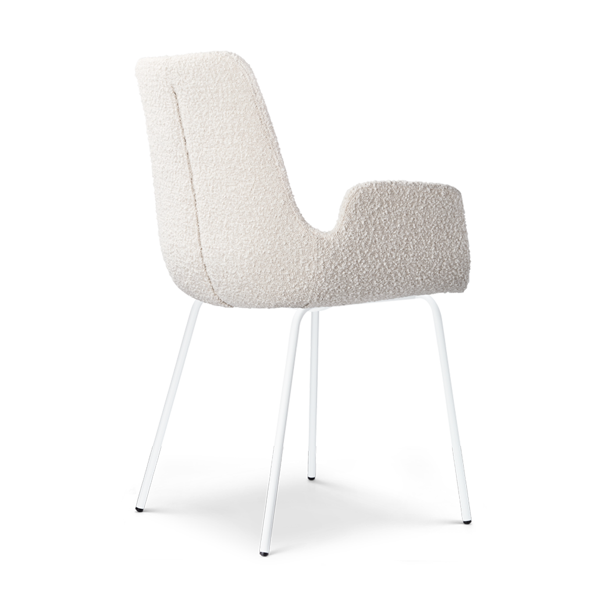 Nora-Eef eetkamerstoel bouclé beige - wit onderstel
