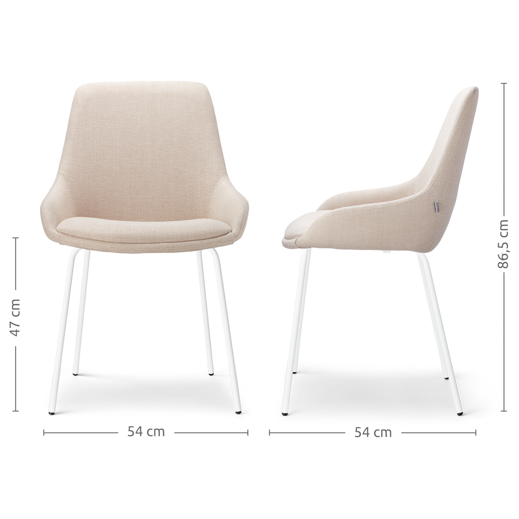 Nora-Isa eetkamerstoel beige - wit onderstel