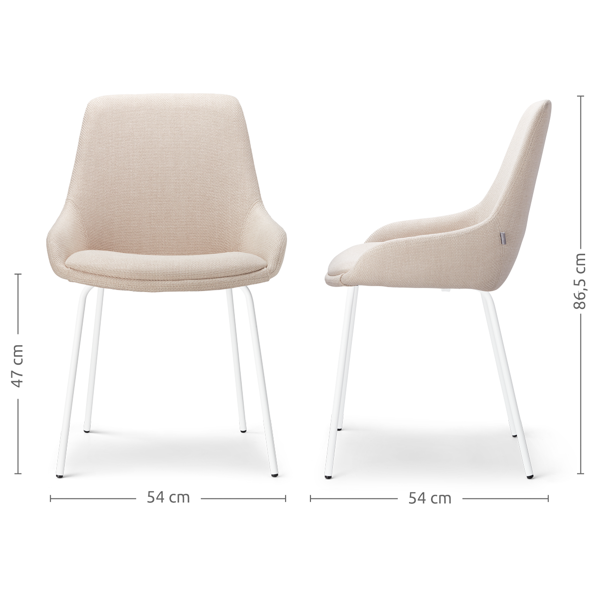 Nora-Isa eetkamerstoel beige - wit onderstel