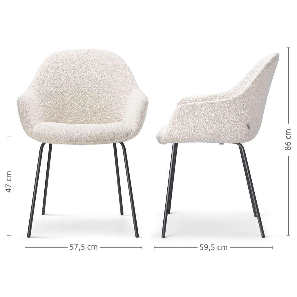 Nora-Mae eetkamerstoel bouclé beige - zwart onderstel