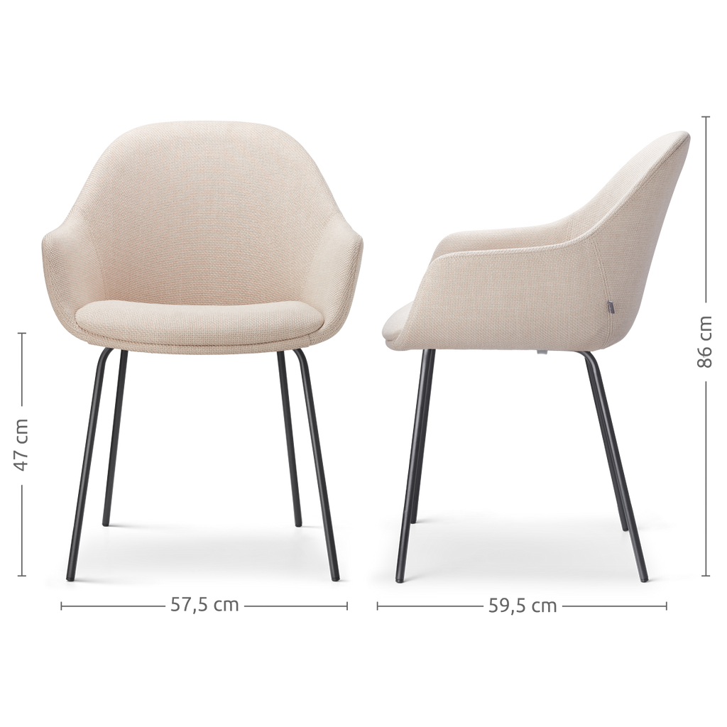 Nora-Mae eetkamerstoel beige - zwart onderstel