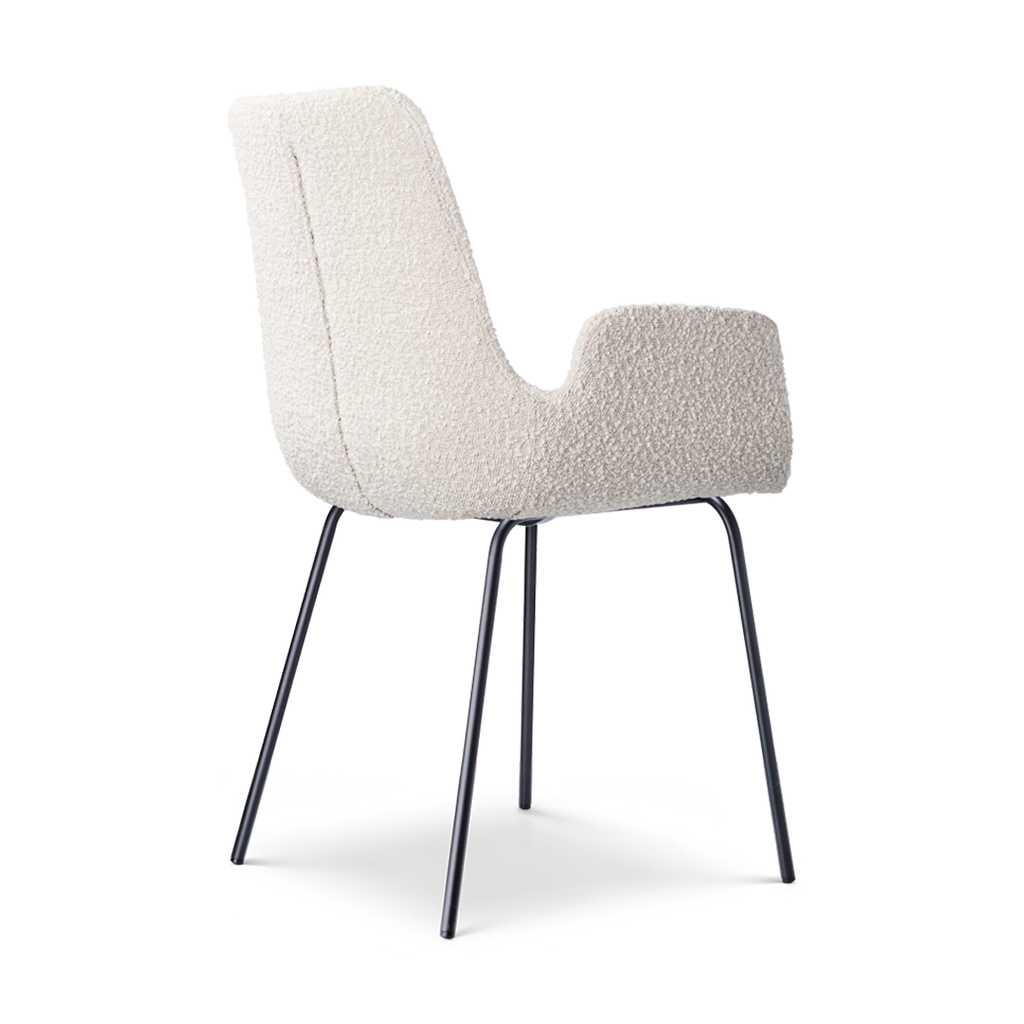 Nora-Eef eetkamerstoel bouclé beige - zwart onderstel
