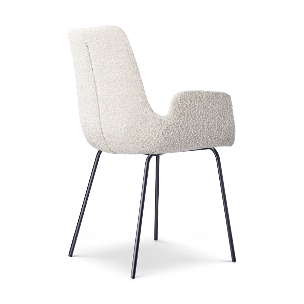 Nora-Eef eetkamerstoel bouclé beige - zwart onderstel